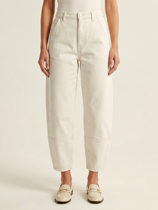Everlane Denim - Everlane Utility Barrel Pant High Rise Cropped Organic Cotton Bone White Size 2